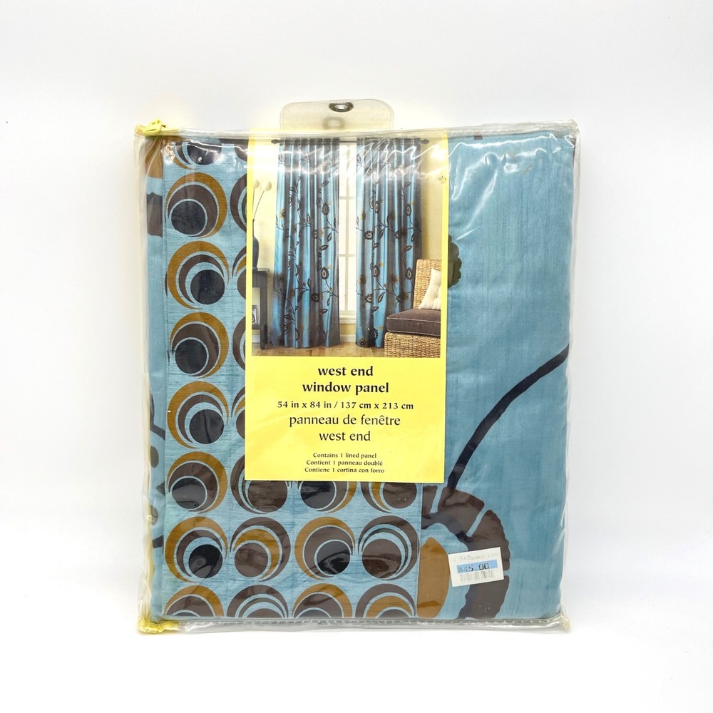 Pier‎ 1 Imports West End Window Panel 54 x 84 Teal Brown Circles Floral